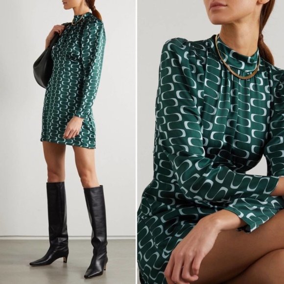 Reformation Samuel Silk Mini Long Sleeve Dress, size 2. Worn Once! Party Dress - Picture 3 of 12